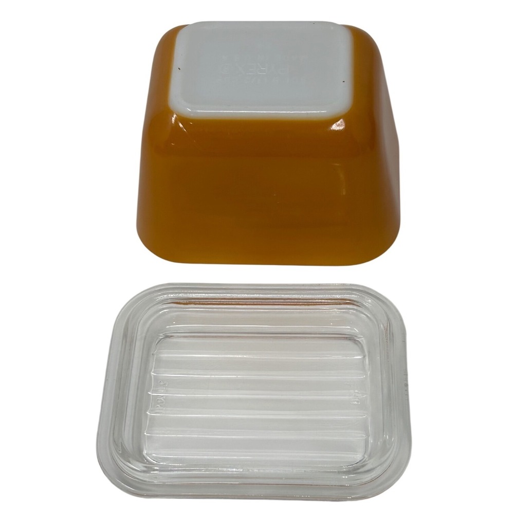 Vintage Pyrex 501 Butterscotch Refrigerator Dish with Lid 1.5 Cup Made in USA - Picture 4 of 8